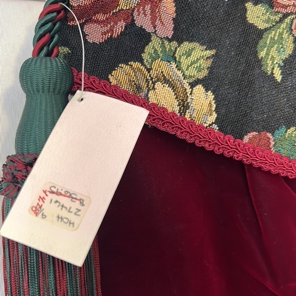 2 Victorian holiday stockings tassels extra large in size mixed media material - Picture 11 of 17